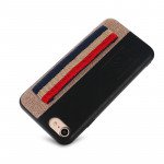 Wholesale iPhone 8 Plus / 7 Plus Striped Hand Strap Grip Holder PU Leather Case (Brown)
